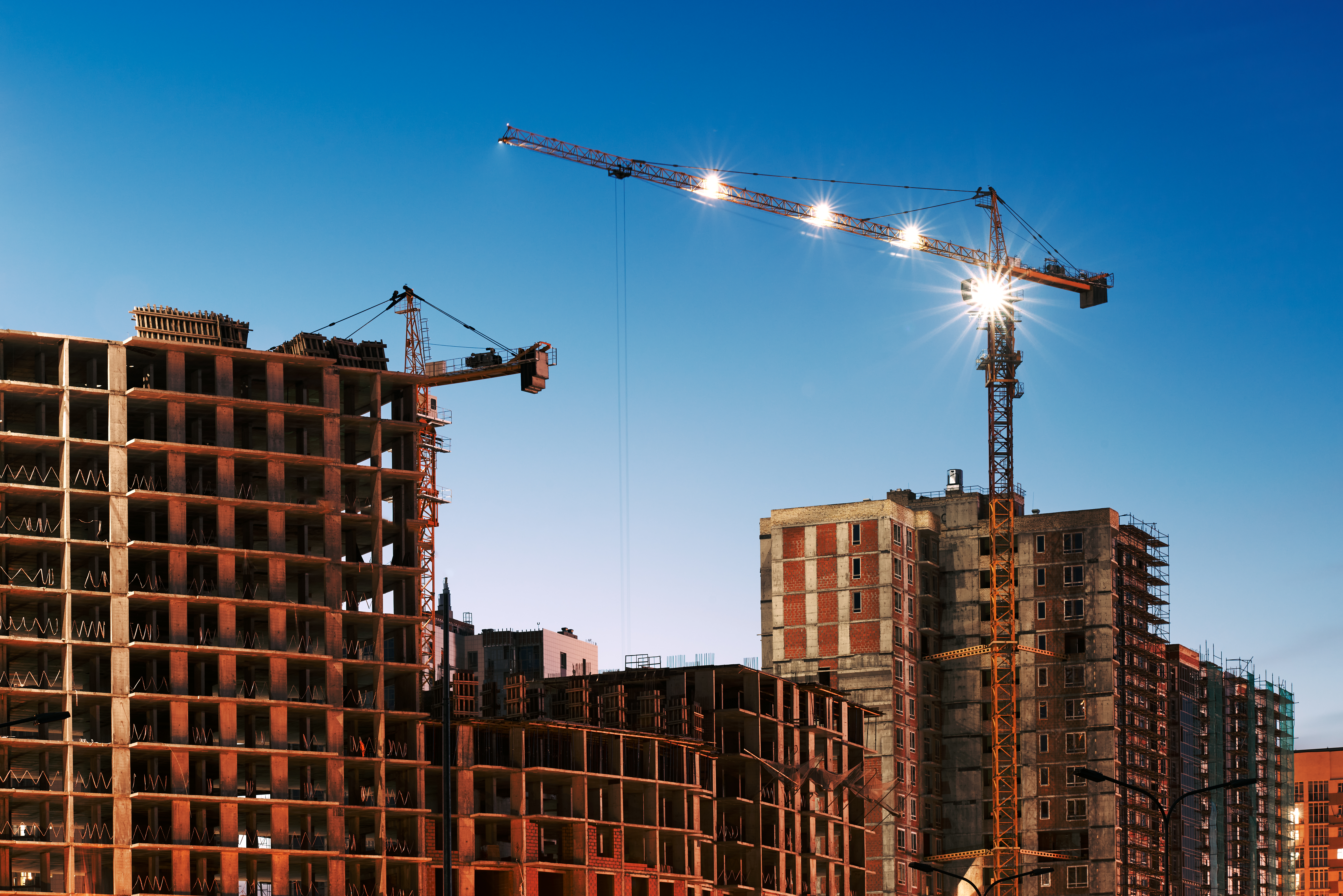 Commercial buildings under construction